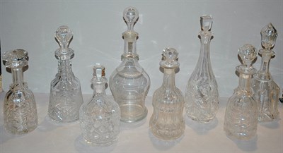 Lot 3402 - Miscellaneous Group of Eight Cut Glass Decanters