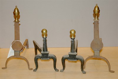 Lot 3443 - Two Pairs of Georgian Style Brass and Iron...