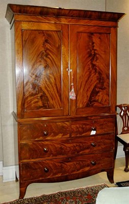 Lot 438 - Georgian Style Mahogany Linen Press Height 7...