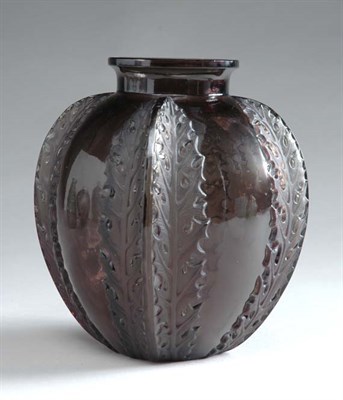 Lot 2184 - R. Lalique Mold Blown Glass Chardons Vase...