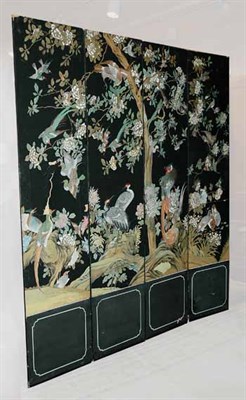 Lot 3184 - Asian Bird and Floral Painted Canvas...