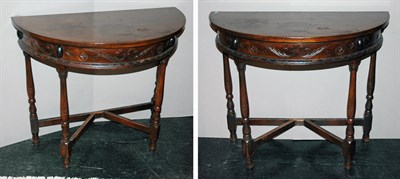 Lot 3205 - Pair of Georgian Style Fruitwood Demilune...