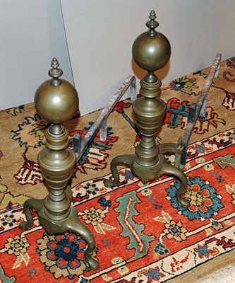 Lot 3312 - Pair of Georgian Style Iron Andirons Height 23...