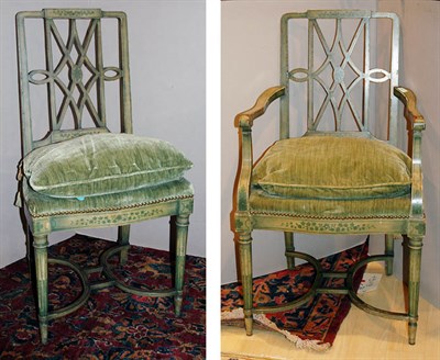 Lot 3327 - Set of Six Regency Style Painted Dining Chairs...