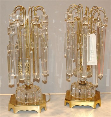 Lot 3332 - Pair of Gilt-Metal and Crystal Candlesticks...