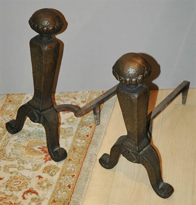 Lot 3445A - Pair of Rococo Style Iron Andirons