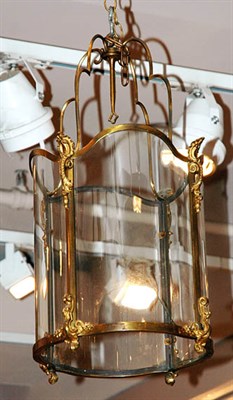 Lot 3501 - Brass and Glass Hall Light Unfitted.