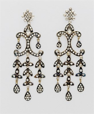 Lot 3035 - Pair of Diamond Pendant Earrings