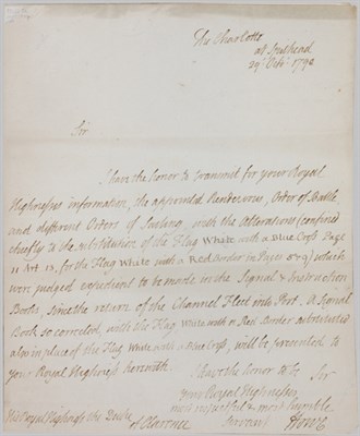 Lot 3009 - HOWE, RICHARD, EARL Autograph letter signed...