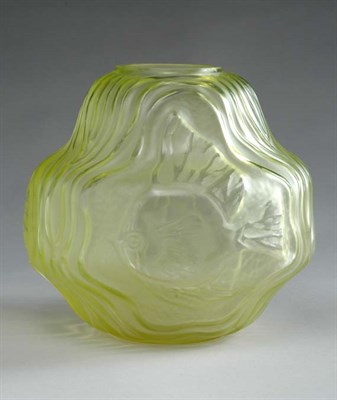 Lot 2177 - Hunebelle Art Deco Mold Blown Glass Vase Of...