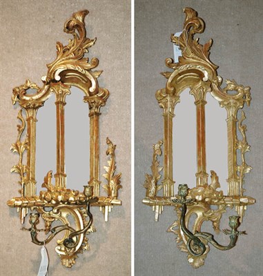Lot 377 - Pair of Rococo Style Gilt-Wood Mirrored Back...