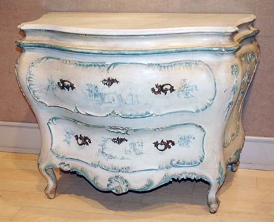 Lot 430 - Italian Marble Top Painted Bombe Commode...
