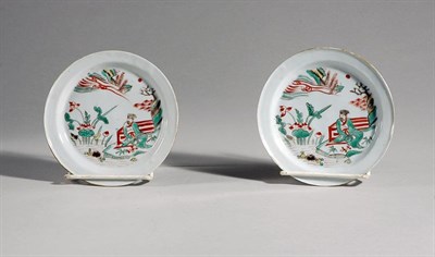 Lot 1365 - Pair of Chinese Famille Verte Porcelain Dishes...
