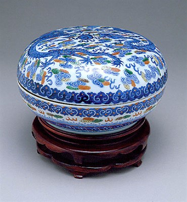 Lot 1402 - Chinese Blue and White Glazed Enamel and...