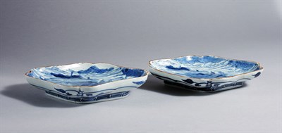 Lot 1023 - Two Japanese Blue and White Porcelain Dishes...