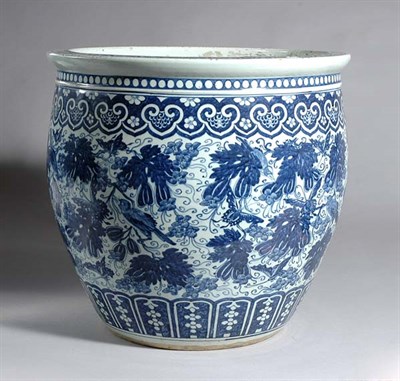 Lot 1287 - Chinese Blue and White Glazed Jardiniere Early...