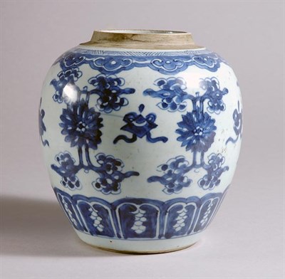 Lot 1127 - Chinese Blue and White Glazed Porcelain Jar...