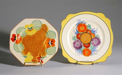 Lot 2445 - Two Clarice Cliff Hand Painted Bizarre Pottery...