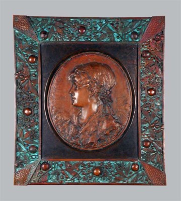 Lot 2296 - Framed Aesthetic Movement Copper Portrait...