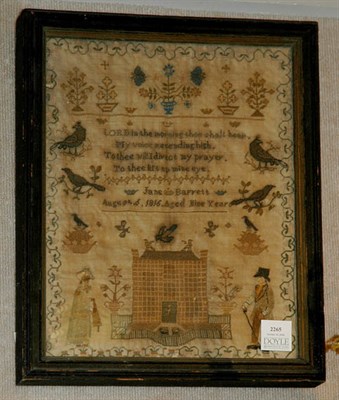 Lot 2265 - English Needlework Sampler Worked by Jane...
