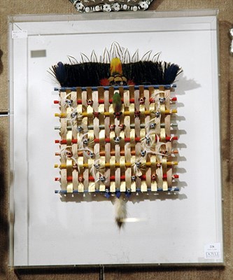 Lot 228 - Native American Bark and Feather Fan Mounted...