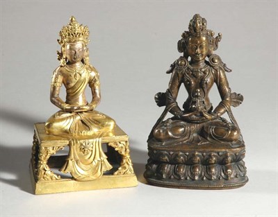 Lot 1078 - Two Tibetan Bronze Figures of Bodhisattva 18th...