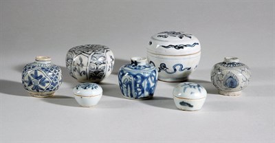 Lot 1174 - Group of Seven Chinese Blue and White Glazed...