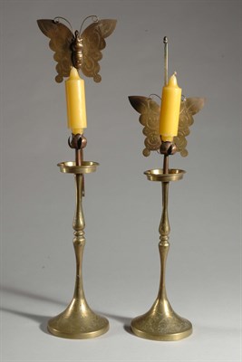 Lot 1058 - Pair of Korean Brass Candlesticks Late 19th...