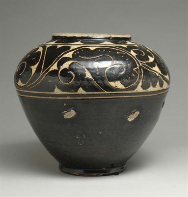 Lot 1206 - Chinese Black Glazed Cizhou Sgraffiato Jar...