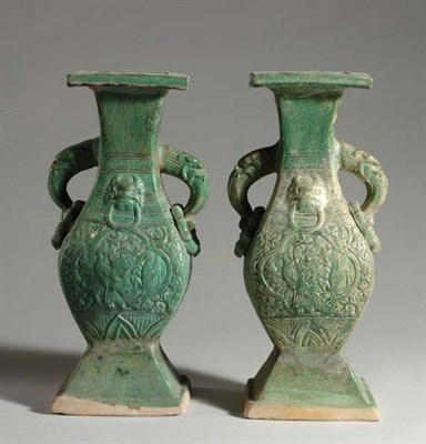 Lot 1204 - Two Chinese Glazed Pottery Vases Ming Dynasty...