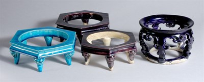 Lot 1338 - Four Chinese Glazed Porcelain Stands 18th and...
