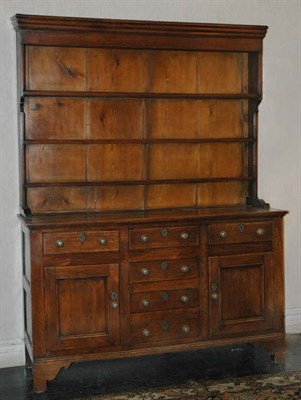 Lot 2199 - Provincial George III Oak Welsh Dresser In two...