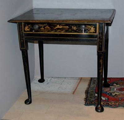 Lot 2202 - Queen Anne Gilt Decorated Black Lacquered Side...