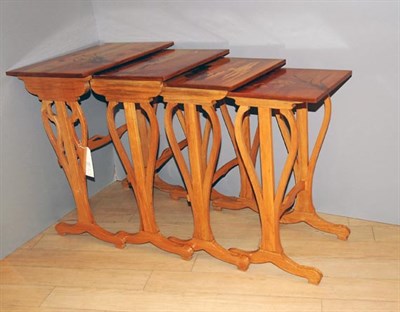Lot 2172 - Nest of Four Galle Style Marquetry Inlaid...