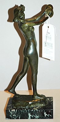 Lot 2541 - Art Deco Green Patinated-Bronze Figure of a...