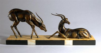 Lot 2530 - Art Deco Brass Animalier Figure Modeled as two...