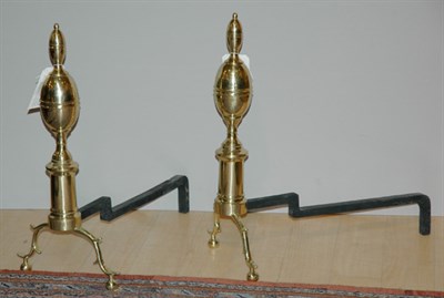 Lot 182 - Pair of Georgian Style Brass Andirons Height...