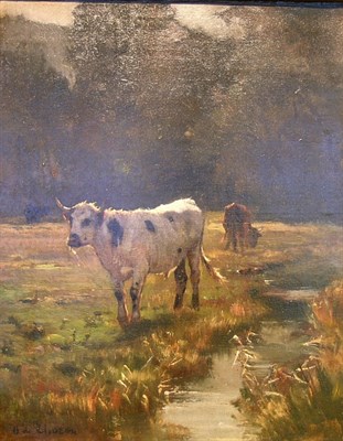 Lot 4071 - Otto van Thoren Austrian, 1828-1889 Cows by a...