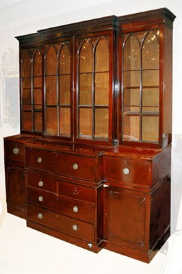 Lot 2394 - George III Style Mahogany Breakfront Bookcase...