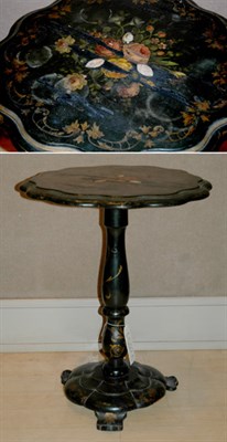 Lot 485 - Victorian Papier Mache Tilt-Top Table Height...