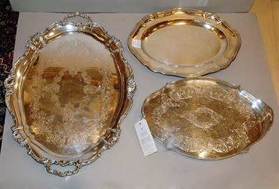 Lot 365 - Three Silver Plated Serving Trays