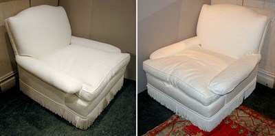 Lot 1168 - Pair of White Cotton Upholstered Lounge Chairs