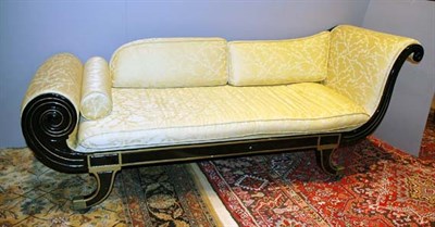 Lot 184 - Regency Style Black Painted Recamier Length 6...