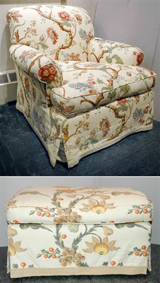 Lot 1114 - Upholstered Lounge Chair; Together with a...