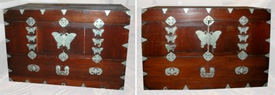Lot 205 - Pair of Korean Two Door Chest with Butterfly...