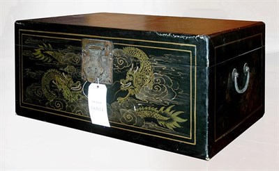 Lot 167 - Japanese Black Leather Box Decorated with...