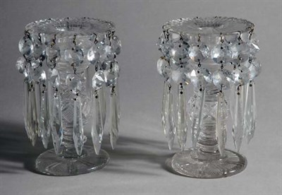 Lot 2568 - Pair of Regency Style Cut Glass Lustre...