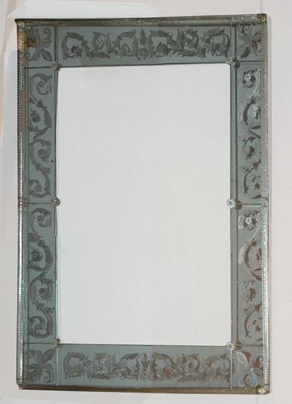 Lot 1472 - Etched Mirror Framed Mirror Height 48 inches,...
