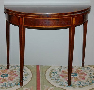 Lot 565 - George III Inlaid Mahogany Demilune Fold-Over...
