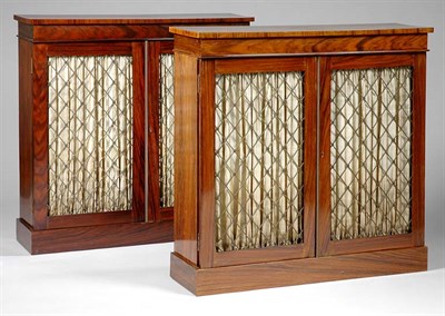 Lot 472 - Pair of Regency Rosewood Side Cabinets Early...
